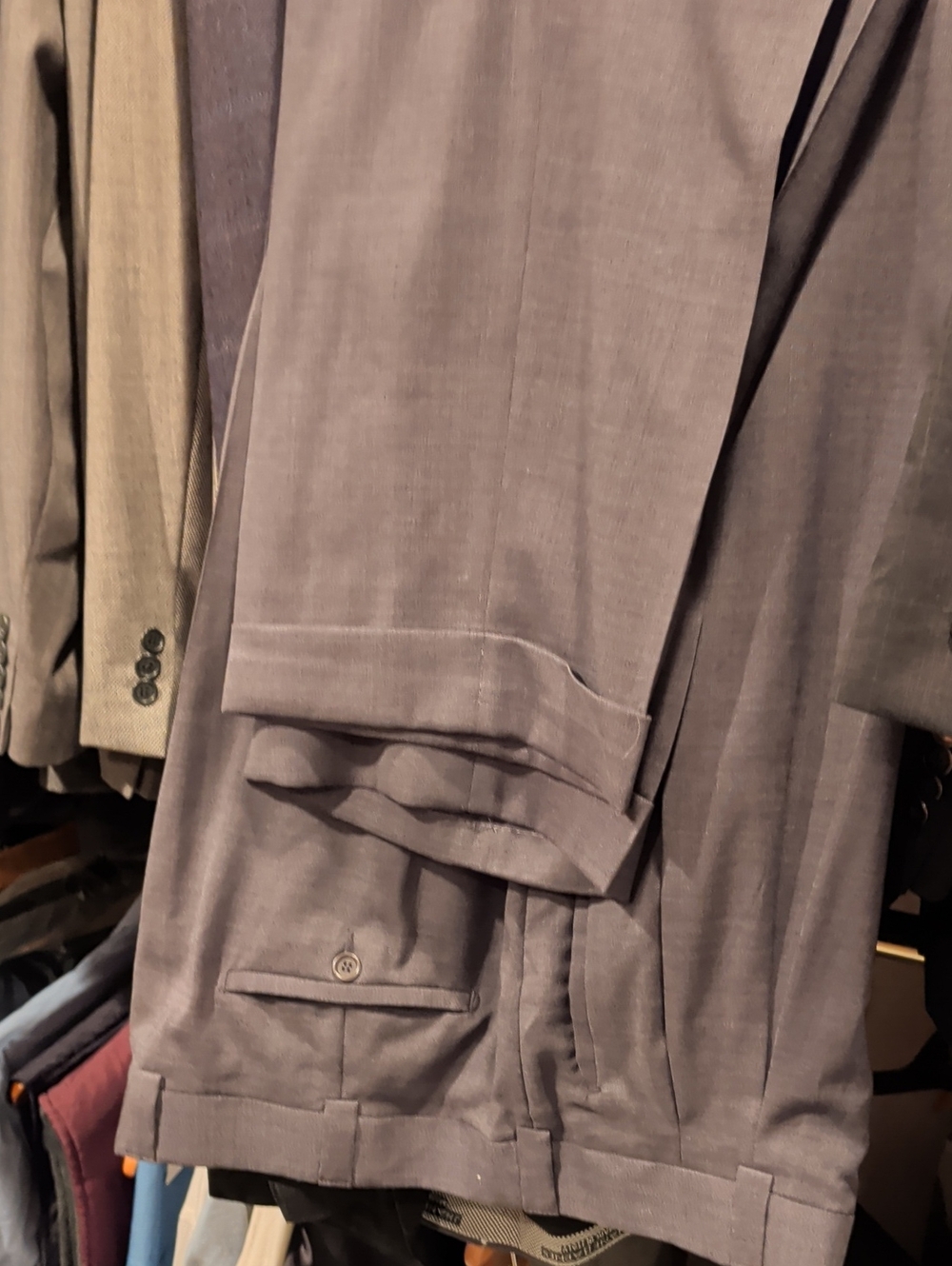 Men's Dress Pants in Grey. Front Pleats And Tailored 42" 29.5 Inseam